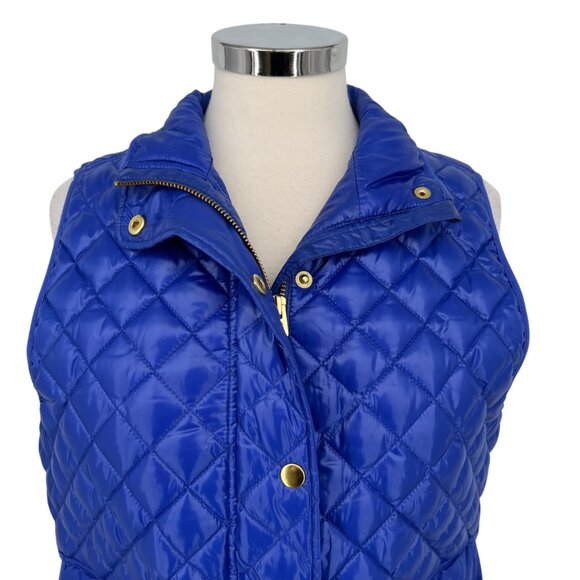 J.Crew Quilted Puffer Vest Bright Purple Blue Size Medium - Picture 5 of 16